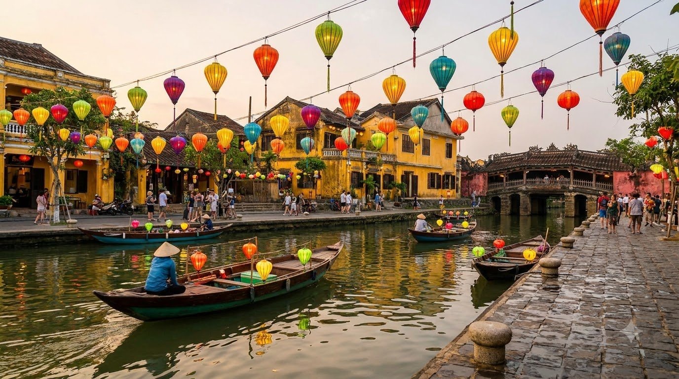 Travel journal and Vietnam trip planning on a wooden table